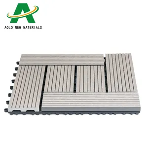 White Color Wood Plastic Composite Deck Tiles 12" X 12" WPC Garden Patio Flooring Outdoor Interlocking Tiles Manufacturer Supply