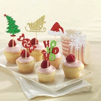 Ensemble de Décorations pour Cupcakes sur le Thème de Noël avec Motifs de Traîneau du Père Noël et de Rennes pour les Fêtes de Noël