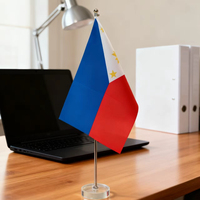 Support de drapeau de table en acier inoxydable avec logo personnalisé pour bureau, mini drapeau de bureau, bannière décorative d'intérieur