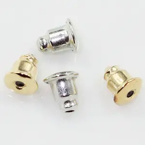 Pendientes de metal dorado plateado de 5mm al por mayor, accesorios de seguridad para pendientes de anzuelo