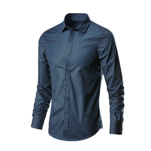 Camicia bianca da uomo a maniche lunghe Non stirante vestito da lavoro Slim Fit <span class=keywords><strong>professionale</strong></span> da ufficio camicia bianca Casual da uomo - Product Image 5