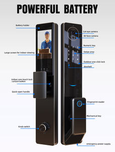 Serrure de porte intelligente Tuya Wifi Biométrique Reconnaissance faciale 3D Entièrement automatique Étanche avec caméra et empreinte digitale pour porte d'entrée - Product Image 4