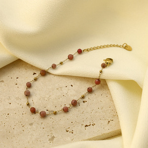 Traditional Chinese Style Beaded Necklace Natural Agate Round Gold <b>Chain</b> Handmade Jewelry Set Elegant Unique <b>Titanium</b> Steel - Product Image 1