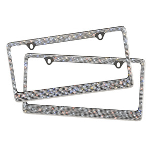 Cadre de plaque d'immatriculation américaine en métal avec garniture en strass et cristaux brillants - Product Image 3