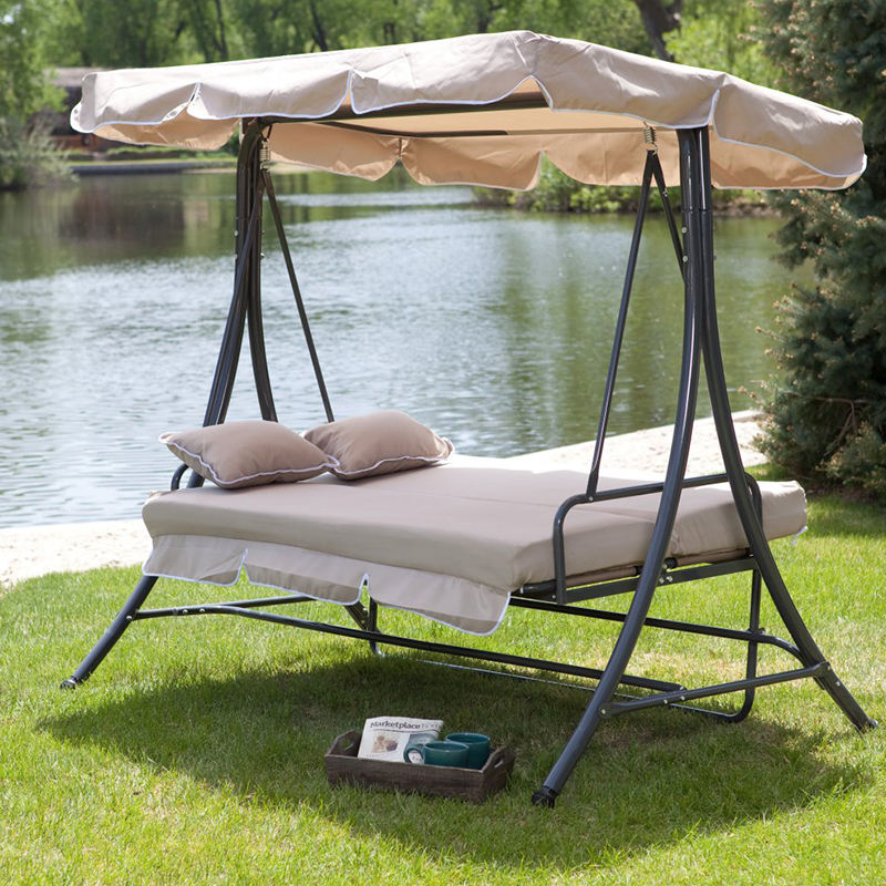 Best Selling Outdoor Canopy Swing Bed 2025 Modern Metal Design