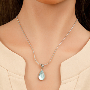 YF5217 정교한 패션 그린 반투명 물방울 펜던트 목걸이 18k 금 도금 방수 스테인리스 스틸 - Product Image 6