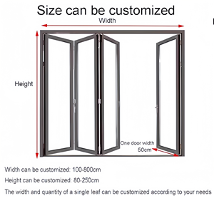 ประตูพับได้ อลูมิเนียมอัลลอยด์คุณภาพสูง กระจกนิรภัย สำหรับใช้ภายในและภายนอกอาคาร คุณสมบัติกันน้ำ ผลิตสำหรับลานบ้าน - Product Image 3