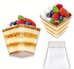 STARLII Vasos Desechables Cuadrados Transparentes de Plástico con Tapa y Cuchara para Postres, Ideales para Fiestas, Listos para Enviar - Product Image 3