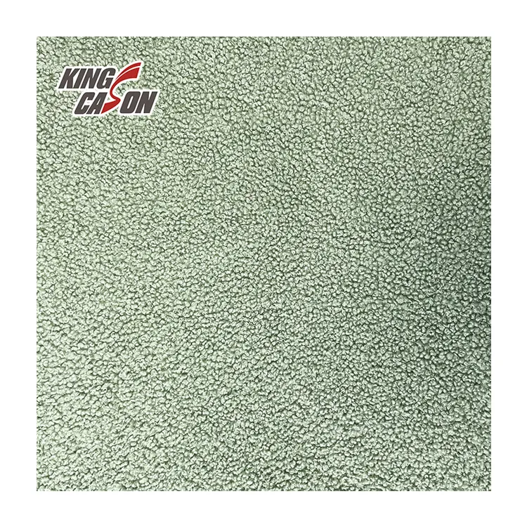 Kingcason 프리미엄 품질 공장 직접 녹색 컬러 솔리드 100 폴리에스터 두꺼운 퍼지 푹신한 테디 양털 산호 셰르파 재킷
