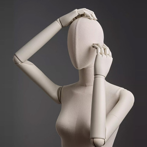 DE-LIANG nóng bán Chất lượng cao đầy đủ cơ thể nữ Ma Nơ Canh màu be vải trắng phụ nữ hiển thị mô hình với cơ sở quần áo hiển thị - Product Image 5