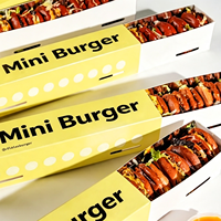 Boîtes à hamburgers jetables écologiques en carton, fabriquées en usine, multi-tailles, anti-graisse, personnalisables pour restaurants et snack-bars