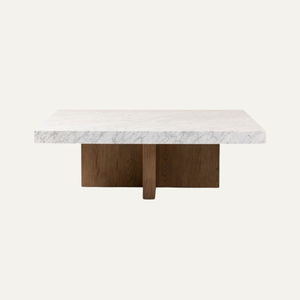 Table basse moderne en marbre et teck, durable et écologique, pour salon intérieur - Product Image 1