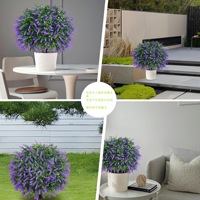 Boule de lavande artificielle résistante aux UV SPR, fausse plante grimpante violette avec piquet de fixation pour la décoration intérieure et extérieure du jardin