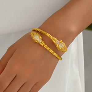 Snake Shape <b>Crystal</b> Rhinestone Open Bangle For Women Fashion Jewelry Gift - Product Image 2