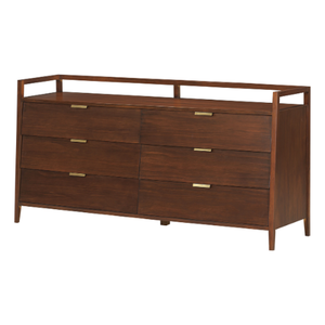 Armoire de rangement moderne en bois à 6 tiroirs, commode longue de style mid-century pour chambre à coucher, salon, salle à manger, meubles de maison - Product Image 4