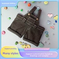Vêtements pour poupées de la série Baby Fantasy : Sacs en tissu Rab, Combinaison en jean, Pendentif en vinyle, Bretelles de couleur unie remplaçables, Maille, 0-24 mois