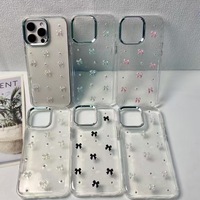 Casing HP iPhone16 TPU Elektroplating Lensa Mutiara Cantik, Bubuk Glitter Lem Mata Berkilau, Pelindung yang Cocok