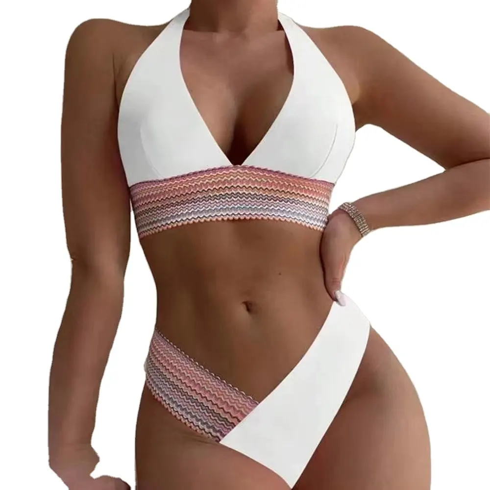 DAMOCHIC nouveau Sexy maillot de bain licou maillot de bain col plongeant Triangle maillots de bain dos nu femmes maillot de bain maillots de bain Bikini ensemble 2024