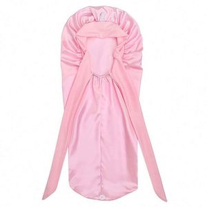 Extra Long Satin Sleep Women Wide Edge Protection Silk Bonnet for <b>Braids</b> Natural Hair Night Cap Adjustable Tie - Product Image 3