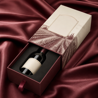 Boîte cadeau en papier rigide avec logo personnalisé, gaufrage et vernis UV sélectif pour bouteille de vin, emballage cadeau d'entreprise, boîte à vin