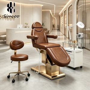 Manufacturer Luxury Brown Gold Adjustable Beauty Salon <b>Electric</b> Eyelash Cosmetic Facial Bed 3 Motors Beauty <b>Massage</b> Bed - Product Image 1