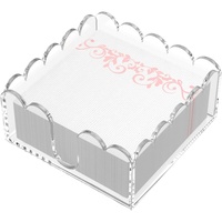 Porte-serviettes en acrylique transparent, plateau élégant à bord festonné pour cocktails, salle de bain, organisateur de serviettes en papier plates jetables pour mariages, bars