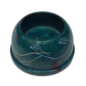 Leaf <b>Carving</b> Colored Tea Light <b>Candle</b> Holder Made of Soapstone for Wedding Table Decoration - Product Image 1