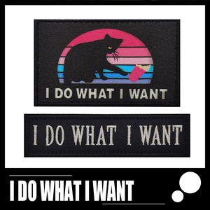 Hago lo que quiero, parche bordado con letras divertidas, gatos negros con caja de patatas fritas, parche con letras de animales impresas para bolso, sombrero, costura DIY - Product Image 2