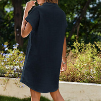 Robe d'été décontractée pour femme, modèle 2026, en coton, à manches courtes, boutonnée, style mini-robe de plage, personnalisable par le fabricant