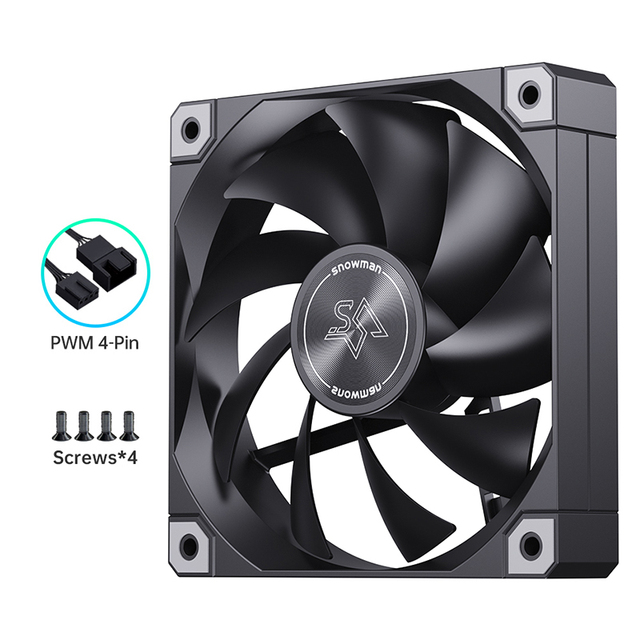 Snowman the Latest Black PC Cooling Fan 120mm No Light Computer Chassis Fan Quiet Cooling Fan for CPU Computer Case Accessory