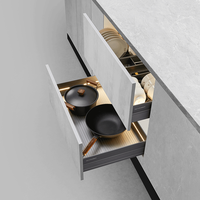 Panier multifonctionnel en aluminium pour armoire de cuisine Panier coulissant avec lumière LED Accessoire de quincaillerie pour armoire