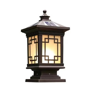 <b>Solar</b> LED Pillar <b>Light</b> Outdoor Bronze Glass Shade IP65 2700K Warm White Aluminum Alloy 30000H Lifespan CRI80 500 Lumens - Product Image 2