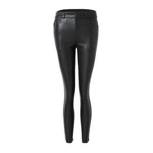 <span class=keywords><strong>Pantalon</strong></span> crayon <span class=keywords><strong>classique</strong></span> droit en cuir de mouton pour <span class=keywords><strong>femme</strong></span>, taille haute, élastique, noir, cuir véritable, dernière collection <span class=keywords><strong>2022</strong></span> - Product Image 4