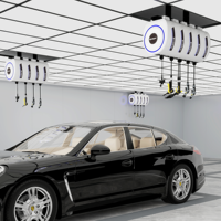 Enrouleur de mousse 4-en-1 pré-assemblé eau-air-électrique avec tuyau rétractable automatique pour le lavage et le detailing automobile
