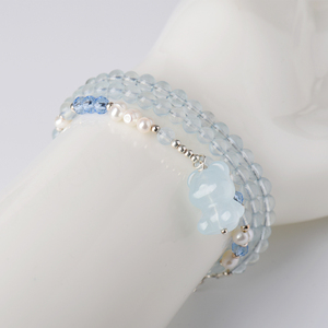 Collier en perles d'aquamarine naturelle pour femme, tendance, argent 925, cadeau de mariage - Product Image 5
