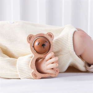 Juguete de oso rodante de madera Unisex de alta calidad, sonajero sensorial para recién nacido, Material de haya de fábrica directa, conejito suave para niños - Product Image 5