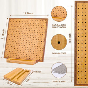 Cadeau d'amoureux du crochet tapis à tricoter bois bambou ajustable <span class=keywords><strong>mamie</strong></span> carré crochet planche de blocage avec épingles - Product Image 6