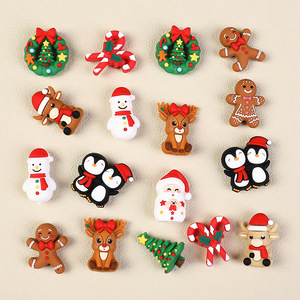 Cuentas de Silicona 3D de Navidad, 20-31mm, Grado Alimenticio, Libres de BPA, Cuentas Sueltas para Decoración de Bolígrafos, Mordedores, Papá Noel, Reno, Galleta de Jengibre - Product Image 3