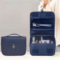 Sac de voyage noir étanche à cordon pour femmes, grande capacité, portable, pour maquillage et cosmétiques, à suspendre, idéal pour la salle de bain et la douche