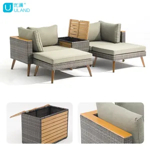 Tốt Nhất Người Bán Vườn Sofa Classics Có Thể Tháo Rời Mây Nhựa Wicker Sofa Set Mây Ngoài Trời Patio Wicker Đồ Nội Thất