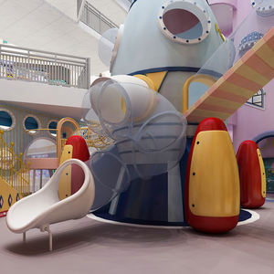 Grande aire de jeux intérieure sur le thème des fusées avec toboggan pour enfants, mur d'escalade, piscine à balles et espace de jeux souple - Product Image 5