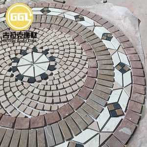 Médaillon de parquet en mosaïque de pierre d'art fait à la main conception personnalisée pour carrelage de sol extérieur moderne pour hôtel et cour - Product Image 1