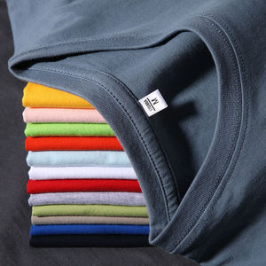 T-shirt pour homme en coton lourd de qualité supérieure, surdimensionné, épais, à épaules tombantes, sans motif - Product Image 1