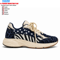 Chaussures de course pour hommes en gros, personnalisables avec logo, imprimé animal (léopard, zèbre), style chunky, tendance, respirantes, confortables et durables