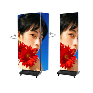 จอโปสเตอร์ LED แบบพับสามตอนเคลื่อนย้ายได้, จอแสดงผล LED สีเต็มรูปแบบความละเอียดสูงสำหรับใช้งานภายในอาคารพร้อมล้อเลื่อน, จอโฆษณาดิจิทัลแบบตั้งพื้น - Product Image 3
