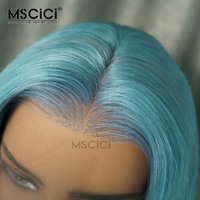 Peluca de Cabello Humano Vietnamita Virgen con Frente de Encaje Transparente HD 13x4, Ondulado, Color Azul, Marca Privada OEM, 100% Cabello Humano
