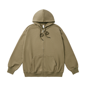 Sweat-shirt à capuche zippé surdimensionné en coton épais de luxe, personnalisable, pour homme - Product Image 1