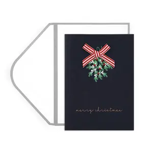 Kunden spezifischer Druck ECO Friendly Paper Hand crafted Minimalist Faltbare Frohe Weihnachten Wunsch Grußkarten