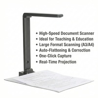Caméra de présentation visuelle portable haute vitesse en plastique noir, scanner de documents A3, scanner de livres USB 13MP, numérisation en 1 seconde, certifié CE