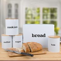 Ensemble de 3 boîtes de conservation alimentaire rondes pour la cuisine, ensemble de boîtes à farine, thé, café, sucre pour le comptoir
